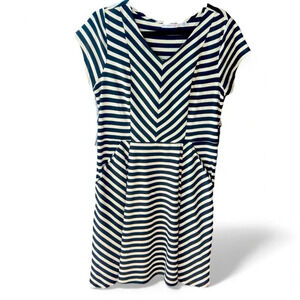 Isaac Mizrahi Live! black & white 100% cotton chevron dress size medium